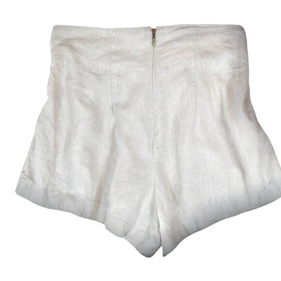 Abercrombie & Fitch Tie Waist Linen Blend High Rise Shorts Size M Cream Beige - Picture 3 of 9
